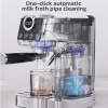 1350W Semi-Automatic Coffee Maker with 20Bar ULKA High-Pressure Pump, 1.8L Water Tank, 51mm Ground Coffee Mill, Extracts 1/2 Cup of Cappuccino/Latte