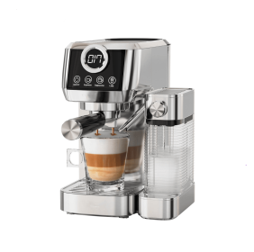 1350W Semi-Automatic Coffee Maker with 20Bar ULKA High-Pressure Pump, 1.8L Water Tank, 51mm Ground Coffee Mill, Extracts 1/2 Cup of Cappuccino/Latte