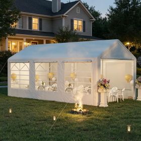10' X 20' Heavy Duty White Party Tent Carport with Removable Sidewalls And Double Doors Large Canopy Sun Shade Shelter for Outdoor Events BBQ Wedding