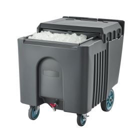 Commercial Ice Bin, 125 lbs Portable Ice Caddy, 31.5 x 22.8 x 29 inch Insulated Ice Carrier with 4 Wheels and Flip Lid, Large Ice Bin for Catering