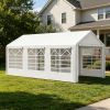 10' X 20' Heavy Duty White Party Tent Carport with Removable Sidewalls And Double Doors Large Canopy Sun Shade Shelter for Outdoor Events BBQ Wedding