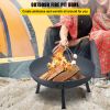 Fire Pit Bowl, 34-Inch Diameter Round Carbon Steel Fire Bowl, Wood Burning for Outdoor Patios, Backyards & Camping Uses, with A Drain Hole