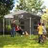 10' x 10' Pop Up Canopy Tent w/ Sidewall, Height Adjustable Instant Sun Shelter w/ Storage Pockets, Dark Gray