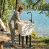 Portable 23-Gallon Utility Sink Laundry Tub for Washing Room, Freestanding Laundry Sink with Soap Dispenser, White