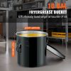 Fryer Grease Bucket, 10 Gal Oil Disposal Caddy Stainless Steel Fryer Oil Bucket Rust-Proof Coating, Oil Transport Container with Lid, Lock Clips