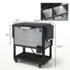 104 Quart Large Capacity Outdoor Cooler Cart, Patio Rolling Ice Chest with Bottle Opener Shelves Wheels, Gray