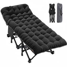 Foldable camping bed with mattress, sturdy and durable folding bed (Option: Black)