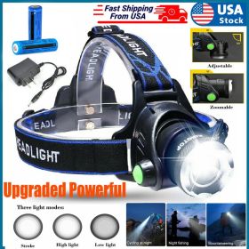 LED Headlamp Rechargeable Head Torch Zoom Headlight Super Bright Flashlight 3 Modes Work Light (Option: 1Pack)