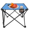 1Pc Foldable Camping Table Portable Picnic Table Lightweight Travel Desk with 2 Cup Holders Carrying Bag