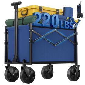 Foldable trolley, equipped with wheels, with a load capacity of 220 pounds, a sturdy and durable mini foldable portable van with adjustable handles (Color: Blue)