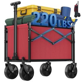 Foldable trolley, equipped with wheels, with a load capacity of 220 pounds, a sturdy and durable mini foldable portable van with adjustable handles (Color: Red)