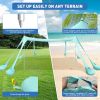 Beach Tent Sun Shelter 10x10ft Beach Canopy Easy Pop Up Sun Shade Portable UPF50+ with 8 Sandbags-2 Sand Shovel-4 Aluminum Poles-Ground Pegs for Outdo