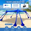 Beach Tent Sun Shelter 10x10ft Beach Canopy Easy Pop Up Sun Shade Portable UPF50+ with 8 Sandbags-2 Sand Shovel-4 Aluminum Poles-Ground Pegs for Outdo