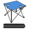 1Pc Foldable Camping Table Portable Picnic Table Lightweight Travel Desk with 2 Cup Holders Carrying Bag