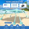 Beach Tent Sun Shelter 10x10ft Beach Canopy Easy Pop Up Sun Shade Portable UPF50+ with 8 Sandbags-2 Sand Shovel-4 Aluminum Poles-Ground Pegs for Outdo
